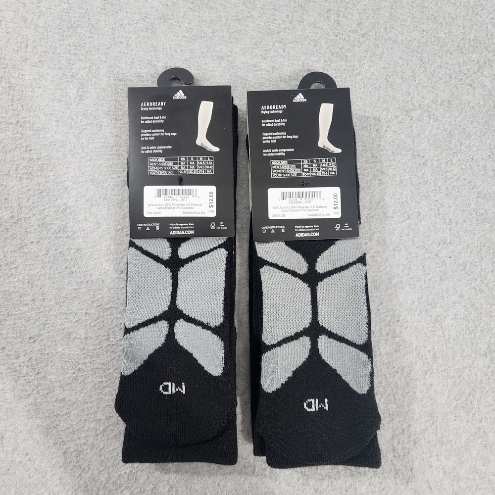 Adidas 2 Pairs Baseball Socks Over the Calf Mens M Black Aeroready Compression - Picture 4 of 7